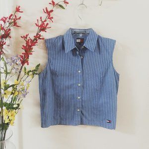 Tommy Hilfiger Sleevelees Blue and White Blouse